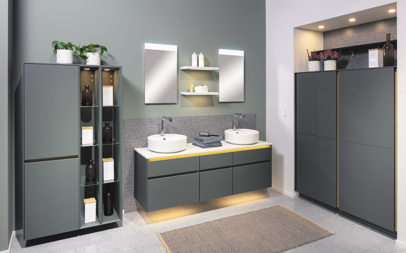 Ein Badezimmer von Nobilia mit runden Waschbecken. Foto: Nobilia