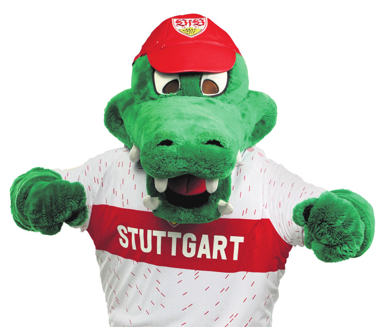 Das VfB-Maskottchen Fritzle kommt zum Autogramme schreiben. Foto: privat