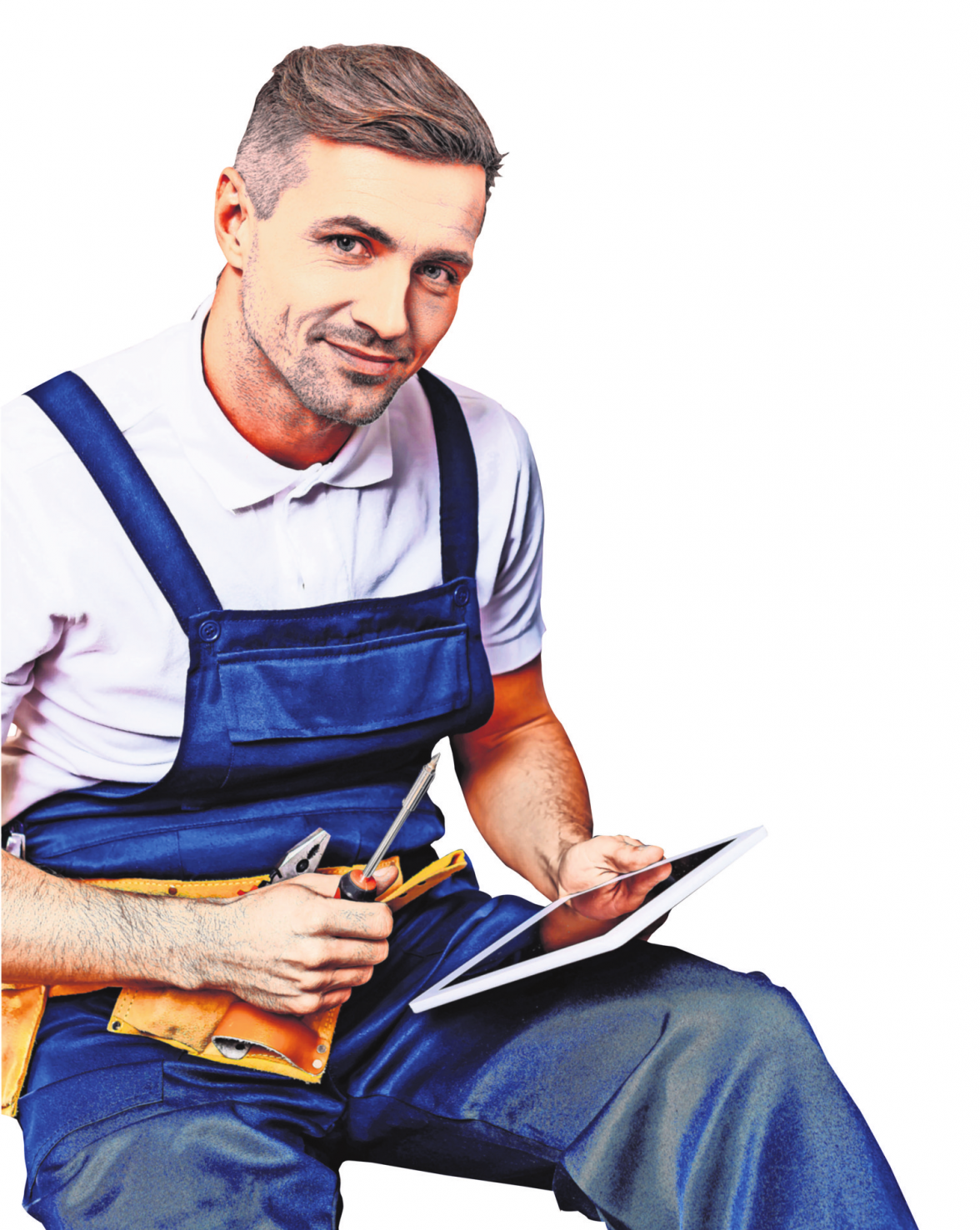 Ein guter Chef im Handwerk stattet seine Mitarbeiter mit Handys und Tablets aus. Foto: Colourbox