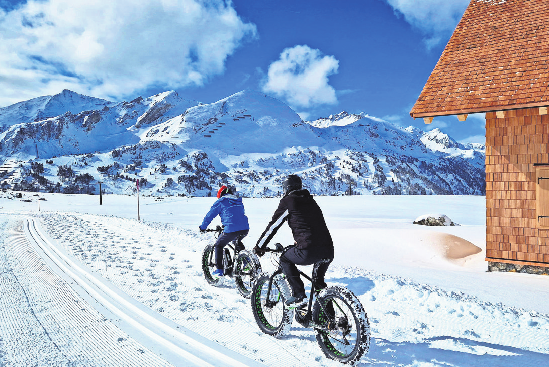 Fatbiken durch die weiße Pracht in Obertauern Foto: Brigitte Bonder