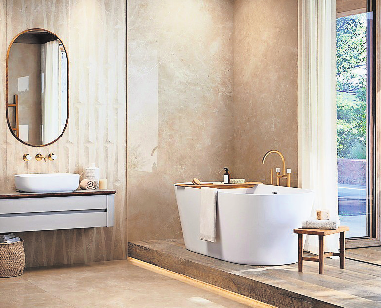 Serie Santorini Bone von Hersteller Porcelanosa sorgt für einen ruhigen Ton. Foto: z