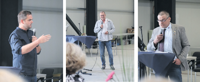 Juniorchef Christian Anger (links) und Seniorchef Gunther Anger sind sich einig: Am neuen Standort sind die Voraussetzungen hervorragend. Obermeister Martin Leutz (rechts) lobt das Engagement des Innungsbetriebs, der sein 100-jähriges Bestehen feiert.