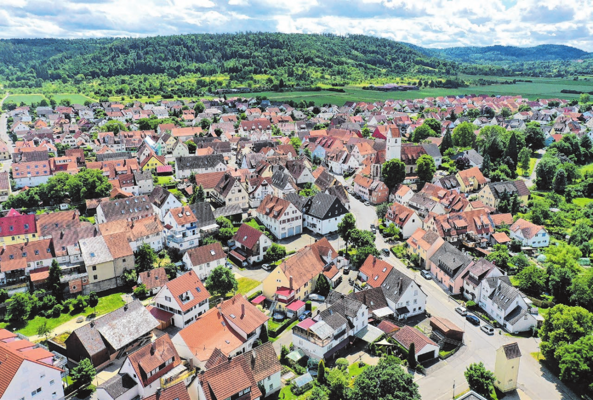 Das Bühler Schloss (li. im Bild) wurde 1550 erbaut und prägt bis heute den Ortskern von Bühl. Auf dem Luftbild ist Kiebingen mit seiner wunderschönen Lage zu sehen. Luftbild: Dan-Simon Casimir