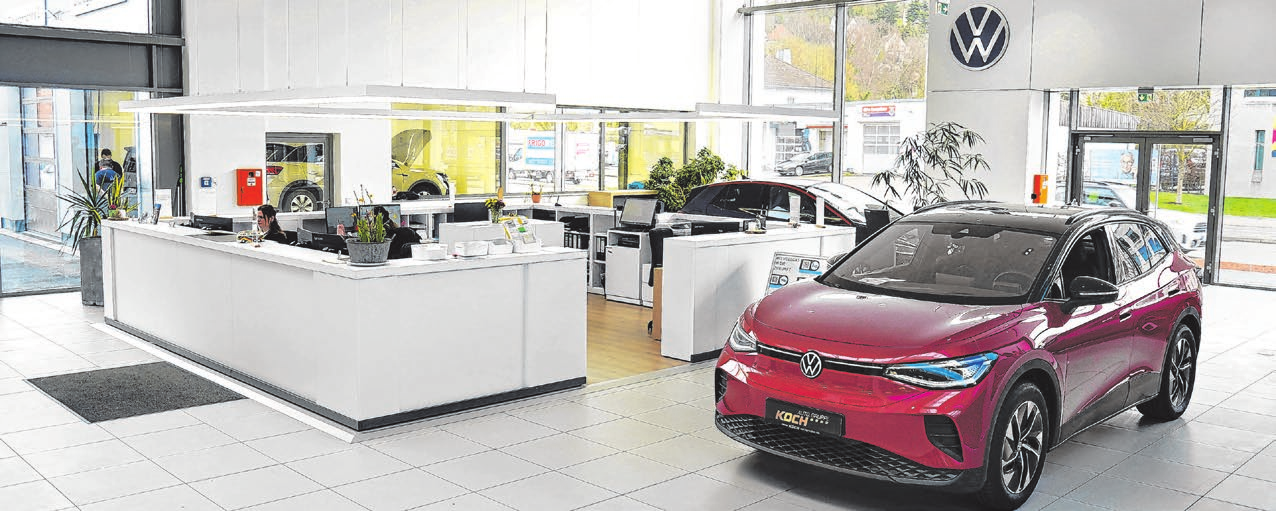 Der Empfangsbereich ist im modernen Stil des VW-Konzerndesigns gehalten.