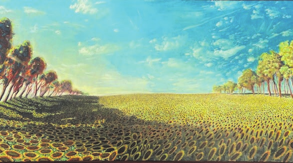 Victor Kadlec aus Nehren malt Bilder voller strahlender Möglichkeiten in Acryl und Öl (Bild oben). Die besondere Ausstellung ist im 1. OG des Salzstadels.