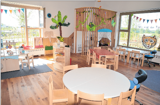  Ein fertig eingerichteter Gruppenraum der Kindertagesstätte - mit viel Liebe ausgeschmückt.