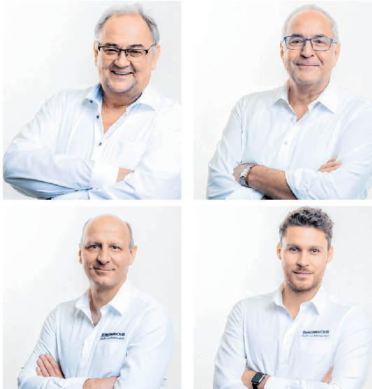 Oben die Geschäftsführer Lorenz (I.) und Martin, unten die neuen Geschäftsführer und Inhaber Thomas (I.) und Manuel.