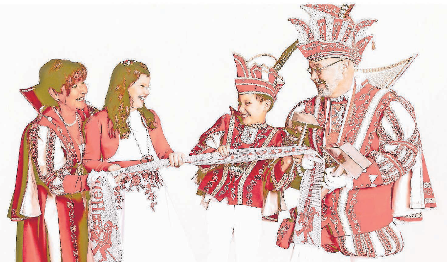 Die Regenten im Heinsberger Karneval freuen sich auf die tollen Tage: Prinz Richard I. und Prinzessin Kirsten mit Kinderprinz Paul und Prinzessin Janna. FOTO: COCON PHOTOGRAPHY CAROLINE MROZ