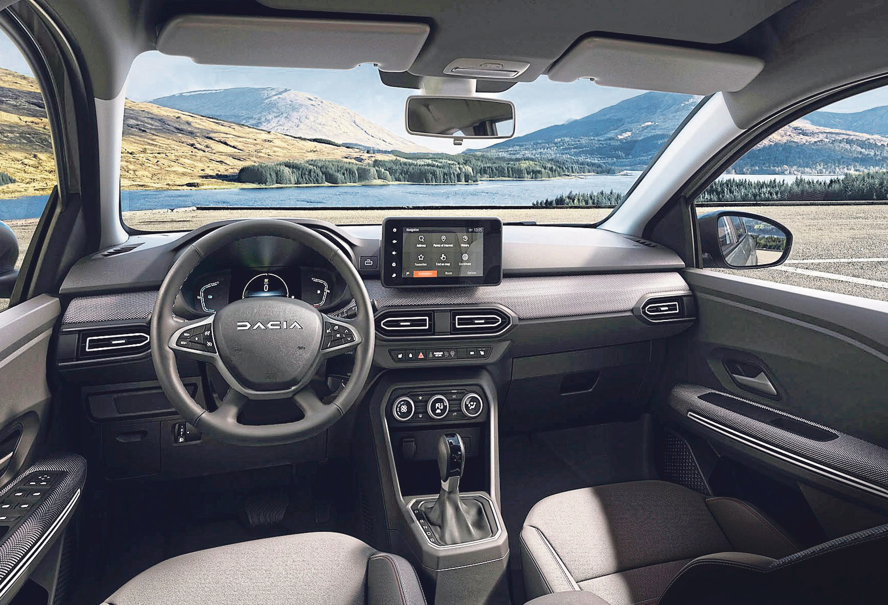 Das individualisierbare Display im neuen Dacia Jogger HYBRID 140 informiert über Reichweite und Co.