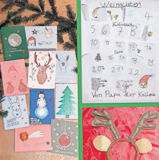 Weihnachten Ein Basteltipp von Maria Wauschek: Leonie (7 Jahre) hat für ihre Familie Weihnachtskarten gebastelt, für Papa gab es einen Adventskalender und mit etwas Hilfe verwandelte sich ein Haarrreif in ein Rentiergeweih.