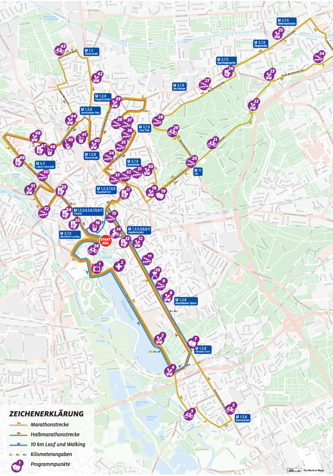 Die Strecke des 32. ADAC Marathon Hannover am 14. April