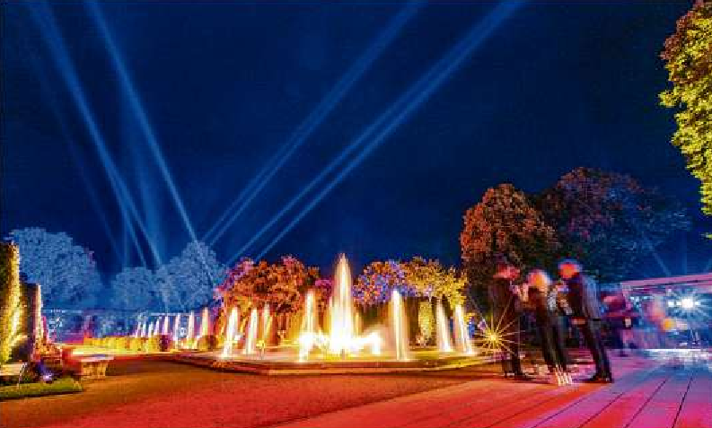 Wenn es dunkel wird: Sehenswerte Illuminationen locken am Abend und zur Nacht in den Rosengarten. Fotos: Patrick Lucia.