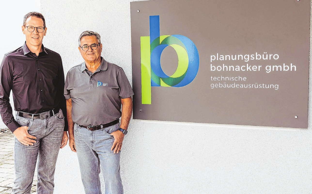 <div id="isd5i">Reinhard Bohnacker (rechts im Bild) und sein Schwiegersohn Peter Rothenbacher führen die Planungsbüro Bohnacker GmbH seit 2019 als gleichberechtigte Geschäftsführer.</div>