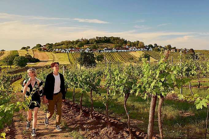 Wandern am Galgenberg Wildendürnbach. Foto: Weinviertel Tourismus/Michael Liebert