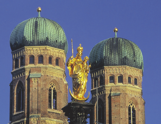 Frauerikirche und Mariensäule in München. Foto: Bernd Roemmelt