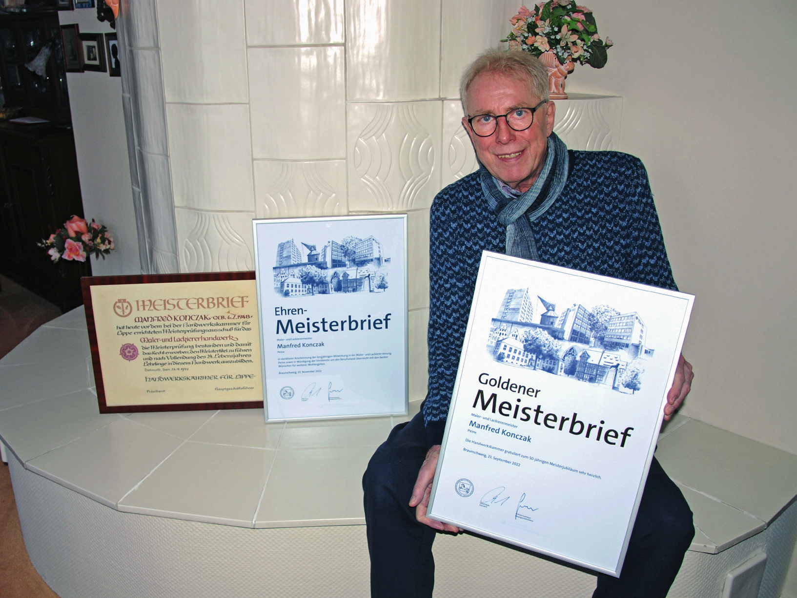 Malermeister Manfred Konczak feiert ein seltenes Berufsjubiläum. Foto: Birthe Kußroll-Ihle