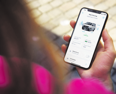 Stellplatz buchen, Füllstände prüfen -die App macht den Urlaub noch komfortabler. Ⓒ VOLKSWAGEN
