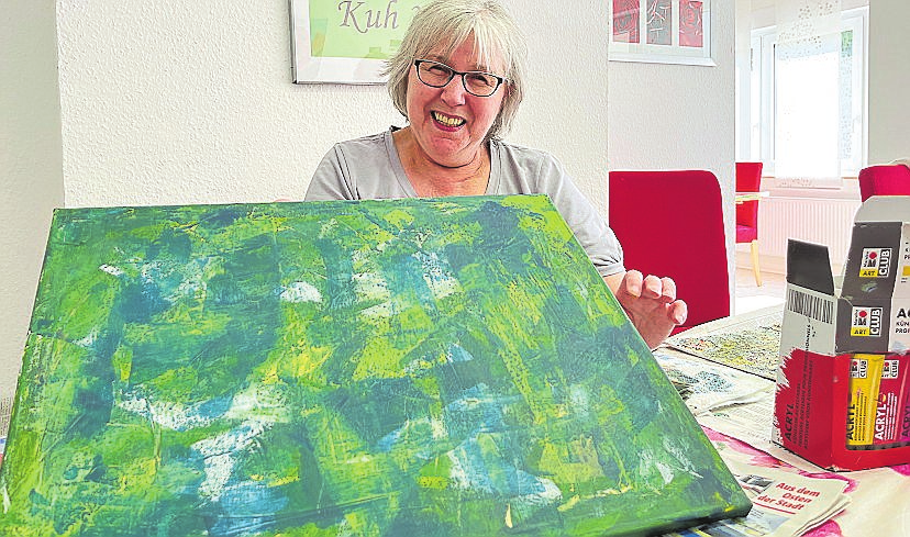 Früher hat Ursula Pietzak auch gemalt, aber anders. Dieses Bild ist mit einem Rakel entstanden.