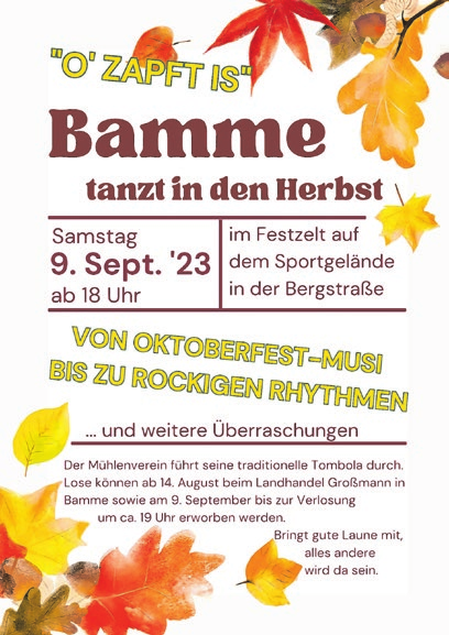 Samstag, 9. September: Bamme tanzt in den Herbst