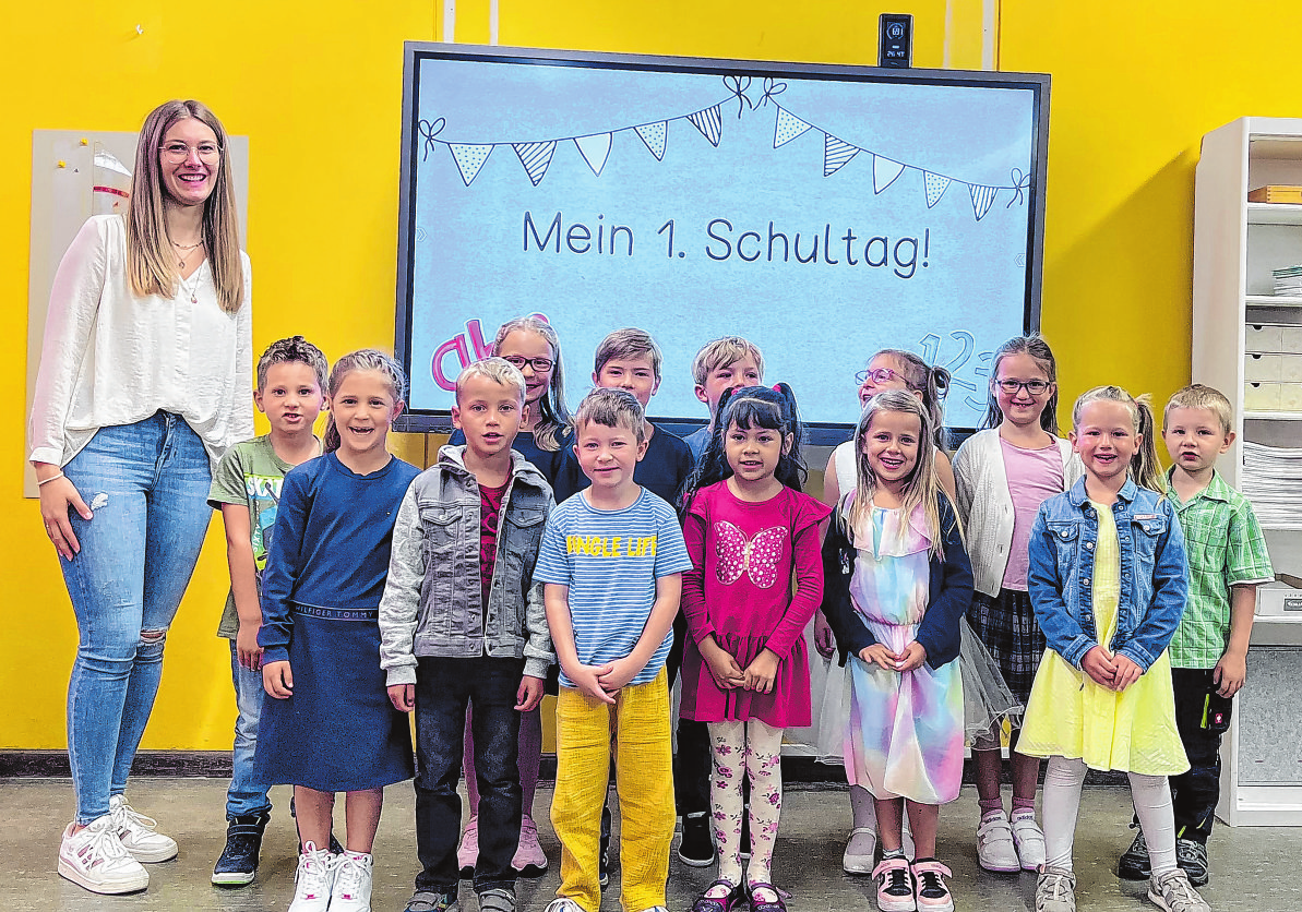 August-Ludwig-Schlözer-Schule Kirchberg, Klasse 1a Klassenlehrerin: Alina Kraus Foto: Nikolaus Wolf