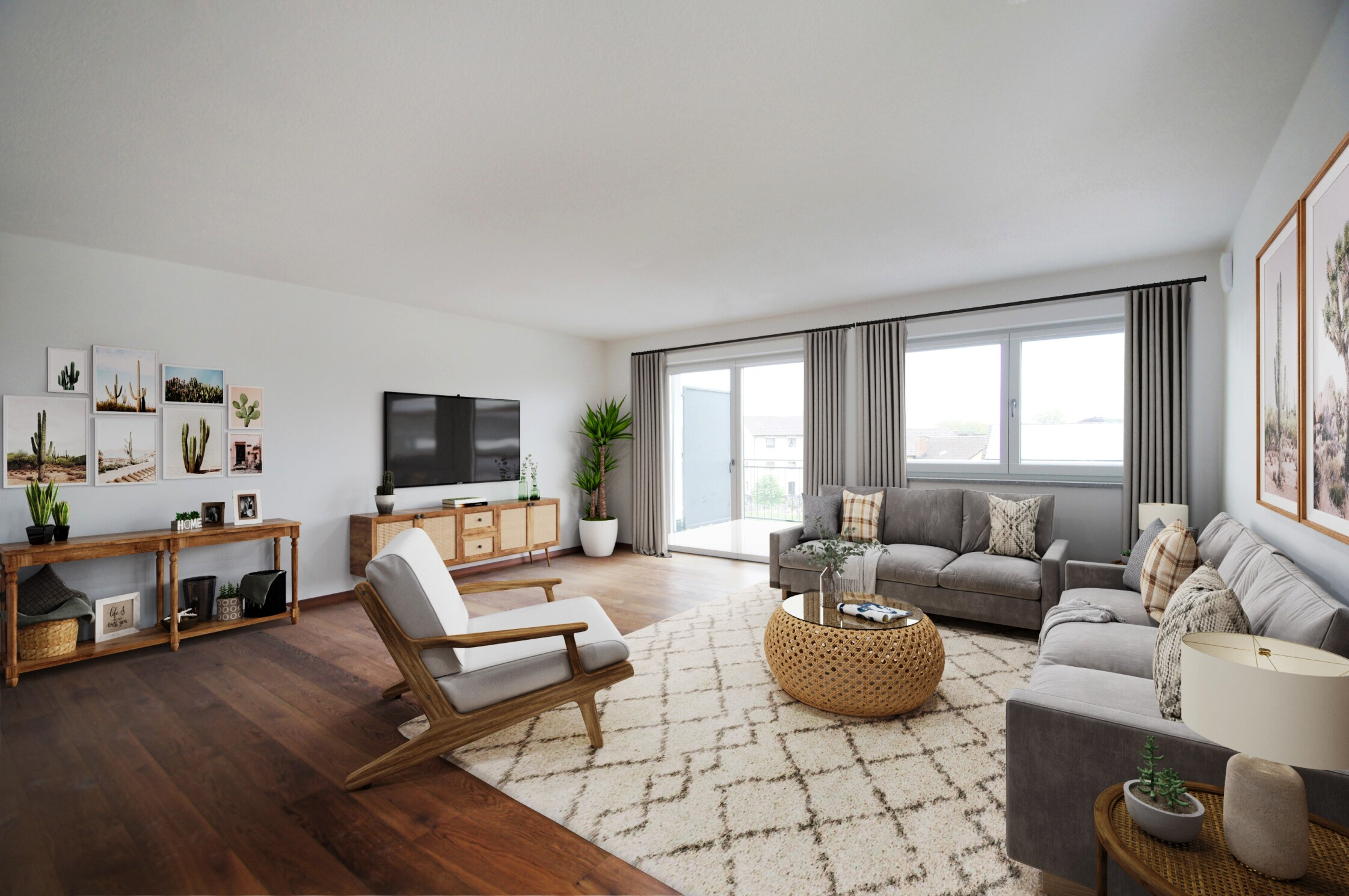 Wohnbeispiel: Lichtdurchflutetes Wohnzimmer mit Ihrer individuellen Ausstattung sorgt für ein gemütliches Ambiente.