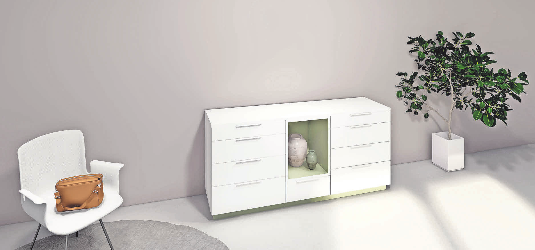 Die Tischlerei Helmrich's entwickelt Möbel mit Farbakzenten.