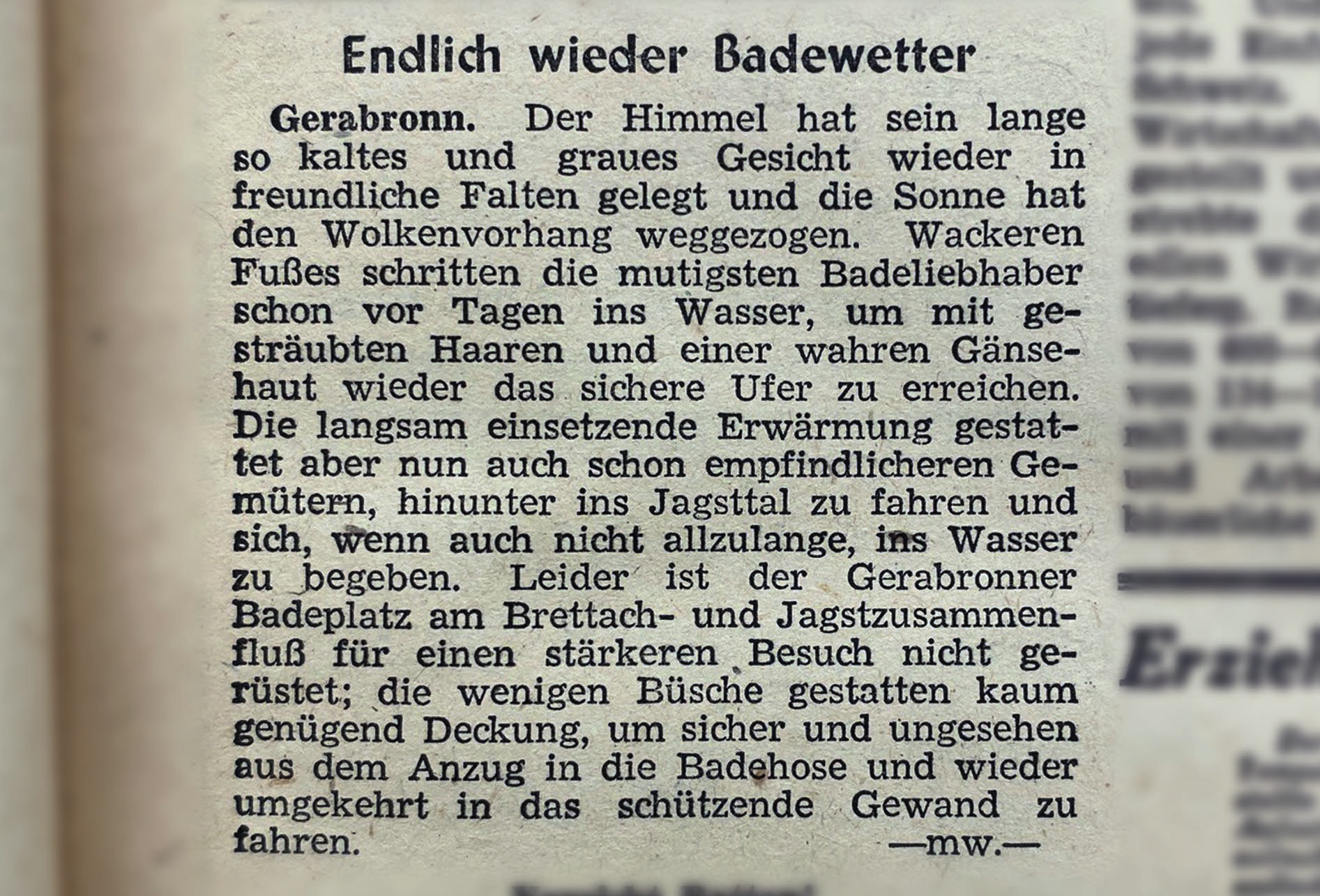 Damals wie heute durfte der Wetterbericht nicht fehlen. 