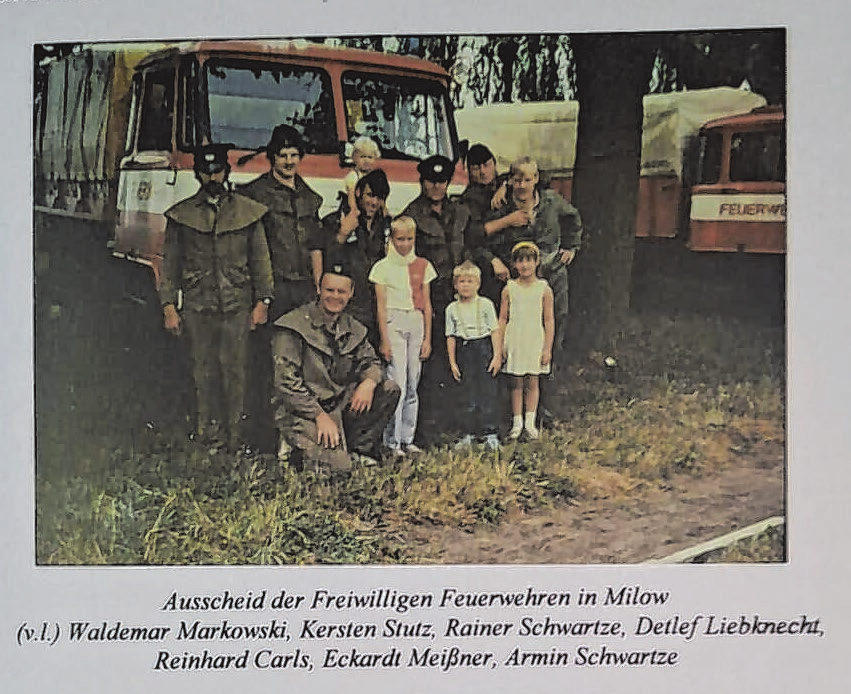 Ein Eintrag in der Chronik der Freiwilligen Feuerwehr Mögelin über das Jahr 1987. Damals nahm man an einem Feuerwehr-Ausscheid in Milow teil. Bildquelle: Olaf Lück