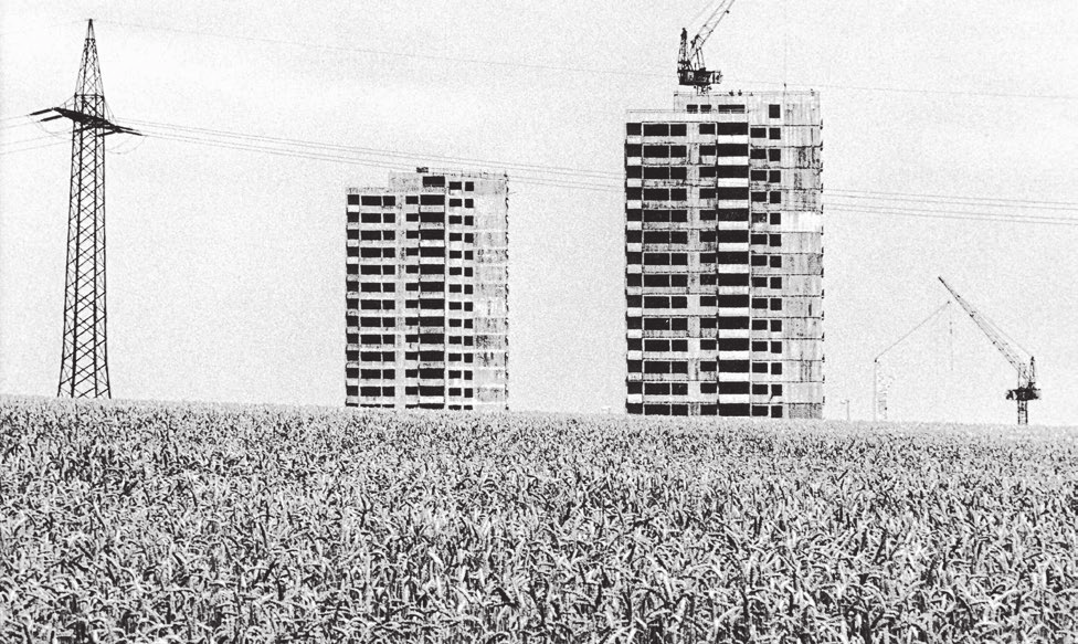 Bau der Böfinger Hochhäuser um 1970. Foto: SWP-Archiv