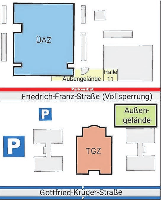 Auf dem Gelände des Technologie- und Gründerzentrums (TGZ) sowie des Überbetrieblichen Ausbildungszentrums (ÜAZ) präsentieren sich die Aussteller. Quelle: Wirtschaftsregion Westbrandenburg