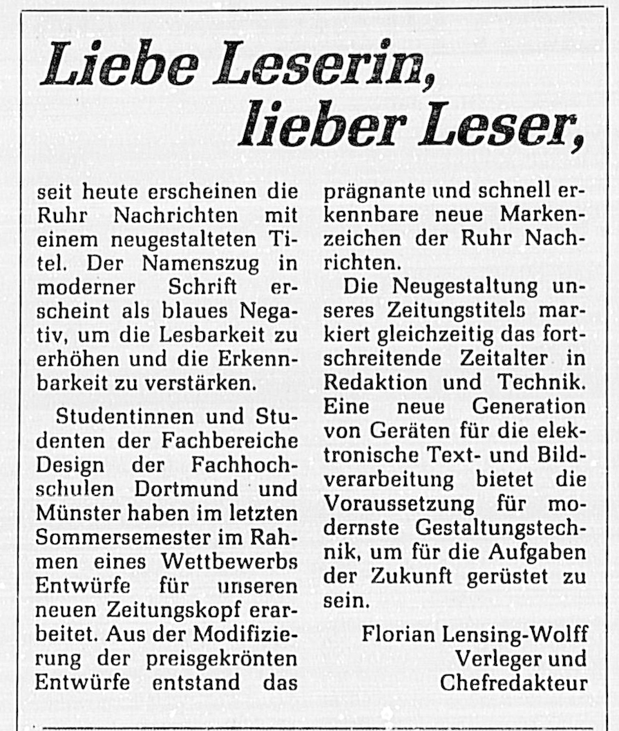 Der Verleger Florian Lensing-Wolff zum neuen Zeitungstitel. FOTO ARCHIV