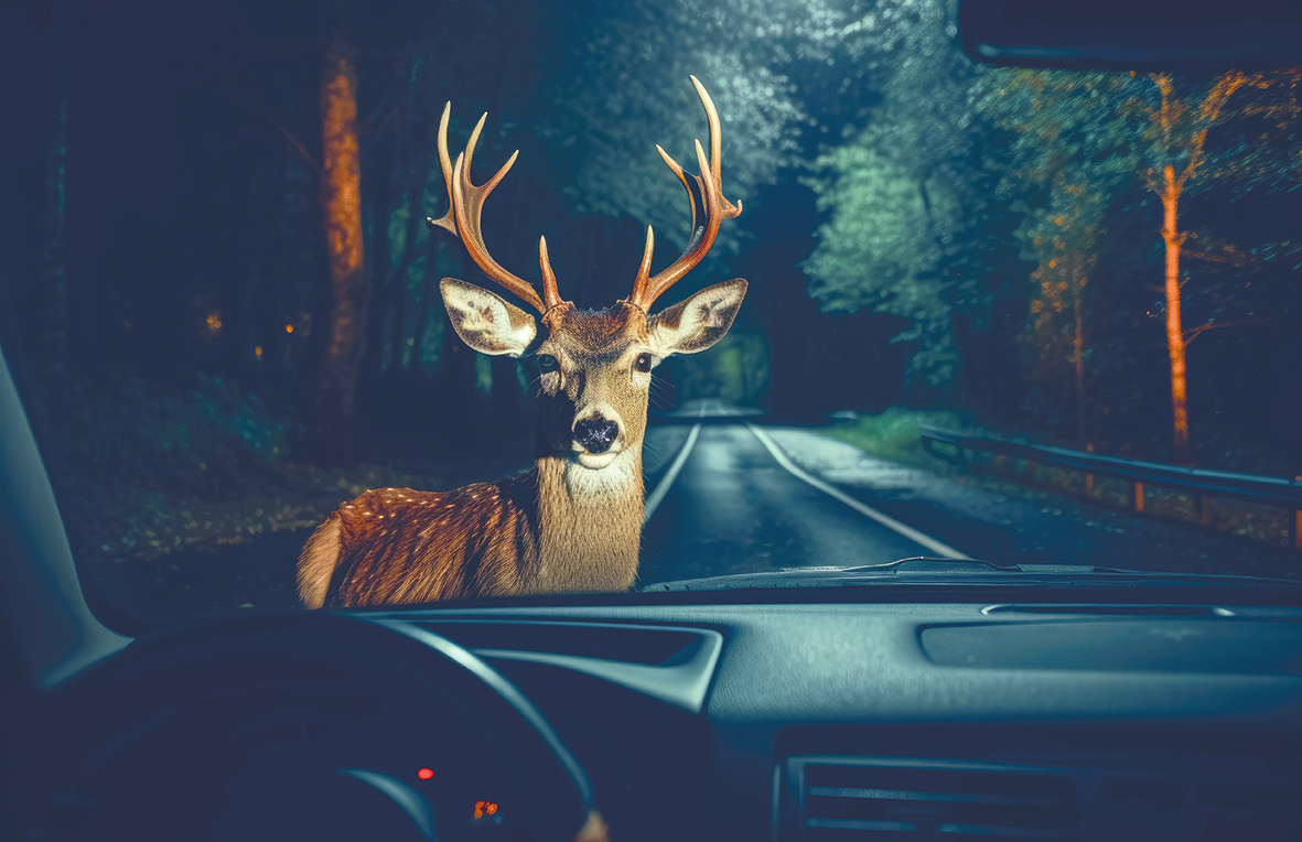 Achtung Wild: Vor allem in Waldabschnitten und an Waldrändern sollten Autofahrer besonders vorsichtig fahren Foto: Lubo Ivanko_stock.adobe.com