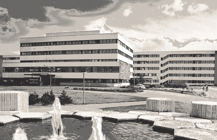 Das Peiner Klinikum in der Bauzeit und Inbetriebnahme 1970/71. Ⓒ Kreisarchiv Peine