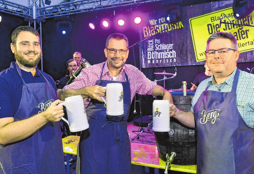 Ein Auftakt nach Maß: Der Fassanstich steigt am Freitag mit Oberbürgermeister Alexander Baumann, Tobias Brust von der Stadtkapelle und dem TSG-Chef Roland Kuch.