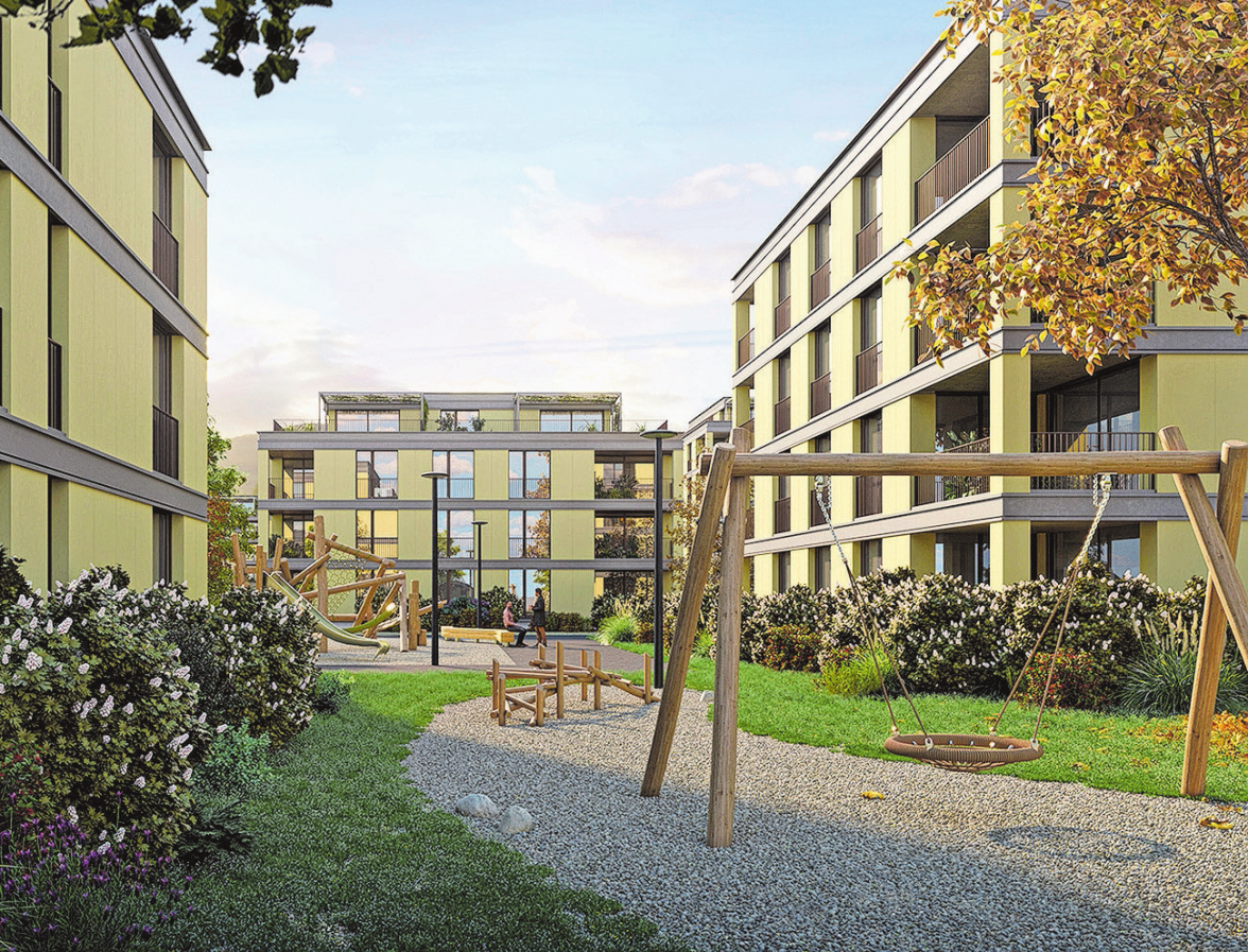 Platz zum Spielen und für Begegnungen in den grünen Aussenbereichen.