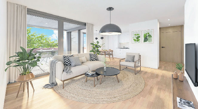 Der helle, grosszügig gestaltete Wohnund Essbereich mit integrierter Küche lädt zum Verweilen und Geniessen ein.