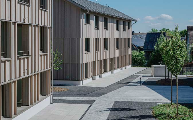 Die Überbauung Otmarhof setzt aussen auf natürliche Materialien. Bild: zvg