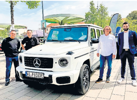 Vollelektrischer Geländewagen mit 587 PS unter der Haube: der Mercedes G 580 am Stand von Mercedes Benz Hanau.