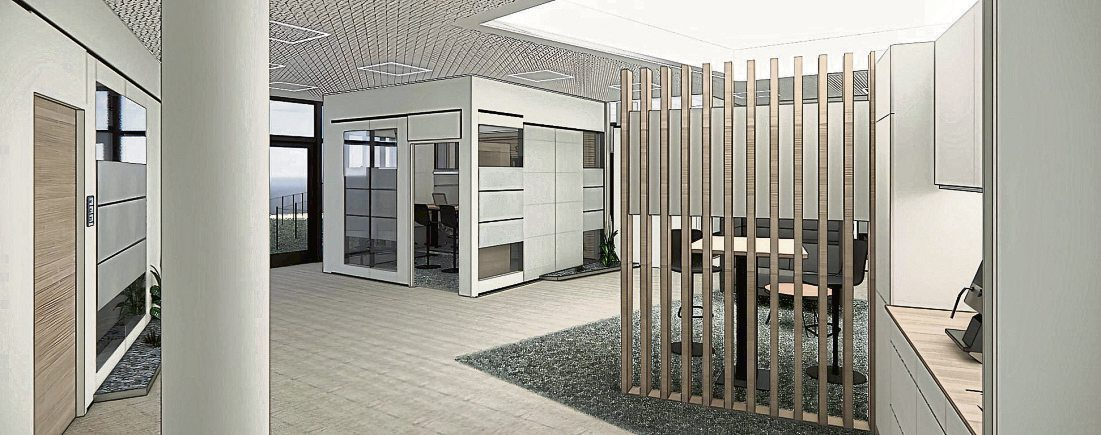 Die modernisierte Hauptstelle der Vereinigten Volksbank Raiffeisenbank in Simmern überzeugt mit einem offenen und lichtdurchfluteten Raumkonzept. Moderne Beratungsräume, nachhaltige Materialien und ein einladender Empfangsbereich schaffen eine angenehme Atmosphäre für Kunden und Mitarbeiter.