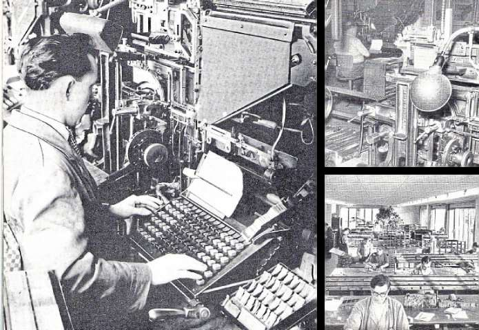 Historische Handarbeit: Die Maschinensetzer geben den Arbeitstakt vor. Die Spezialisten tippen die Manuskripte der Redakteure wie auf einer Schreibmaschine Zeile für Zeile ab. Dann kommen die Metteure ins Spiel, die die Zeitungsseiten zusammensetzen. Fotos: Mittelrhein-Verlag/RZ