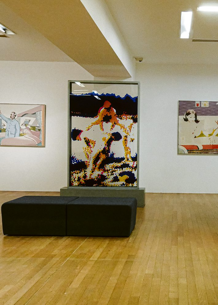 Ausstellungsansicht der Dauerausstellung im Ludwig Museum Koblenz mit Werken von Erró, Alain Jacquet und François Boisrond (v.l.n.r.). Fotos: Ludwig Museum Koblenz