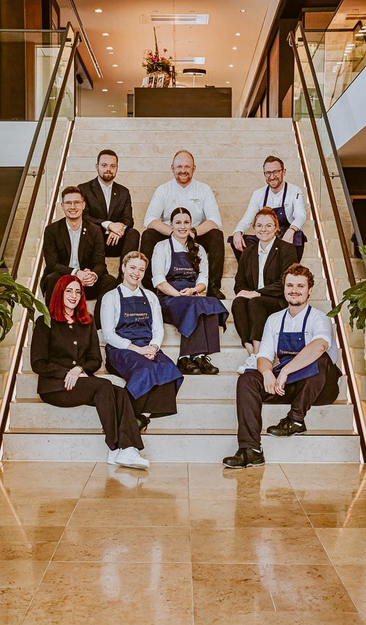 Das Team des „GOTTHARDT'S by Yannick Noack“ verbindet Küche und Service zu einem gemeinsamen Gastgeber-Erlebnis. Foto: Lars May