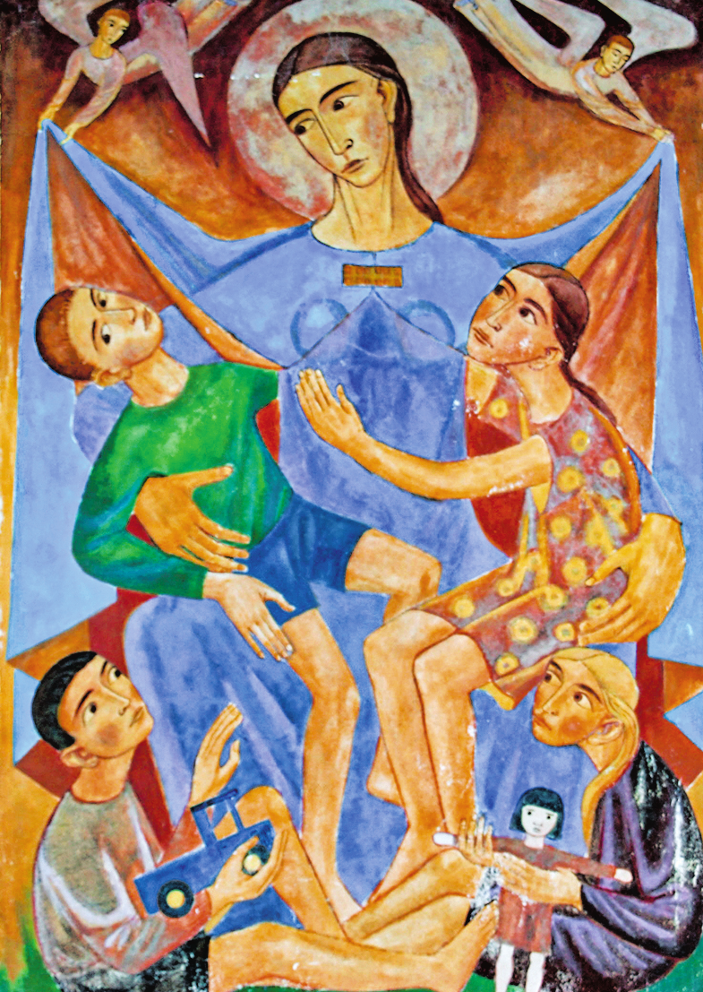 Die Schutzmantel-Madonna von Karl Weiser (1968) vom Konradinum Eugendorf. BILD: SN/FRANZ FUCHS