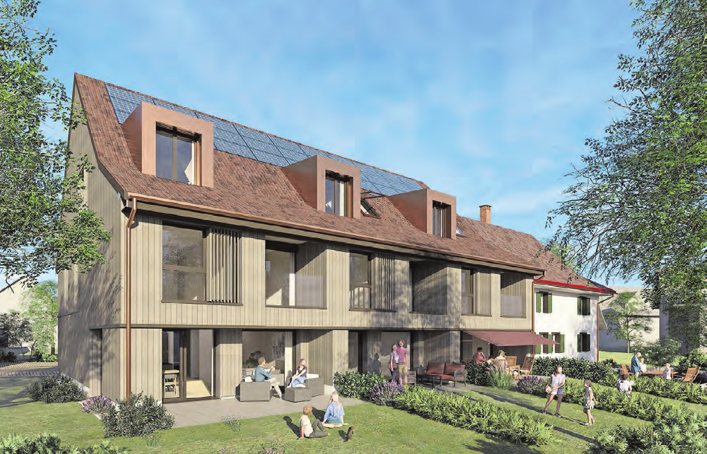 Die Neubauten entstehen auf dem Gelände der alten Scheune und sind deren Form nachempfunden. Bilder: zvg