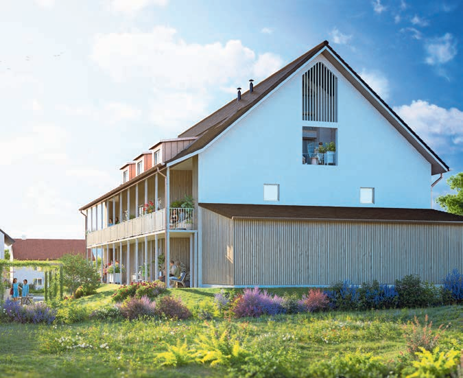 Das Gebäude fügt sich harmonisch in die Umgebung ein. Bild: zvg