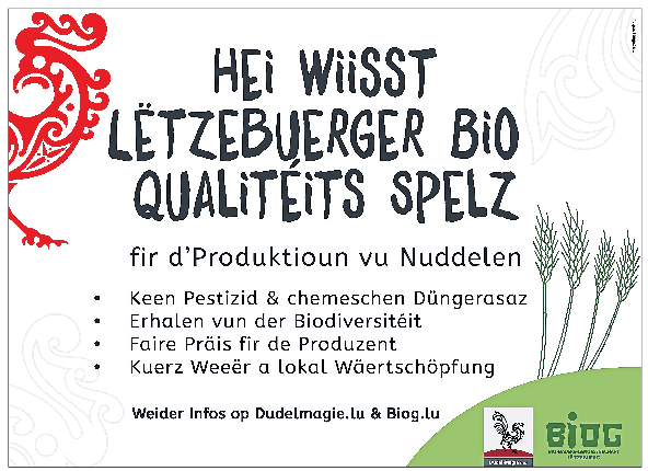 Dieses Hinweisschild wird die Felder der Landwirte kennzeichnen, die Dinkel für Dudel-Magie anbauen.