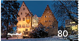Die Sonderbriefmarken von Regio Mail zeigen im Dezember das Neckarsulmer Deutschordensschloss und einen Blick auf Bad Wimpfen. 