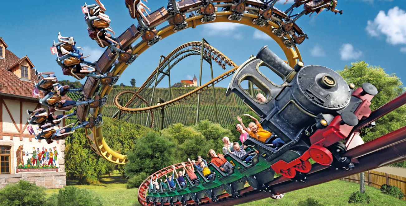 Spektakulär sind die Doppelachterbahnen im Freizeitpark Tripsdrill, deren Fahrspuren sich kreuzen. Foto: privat